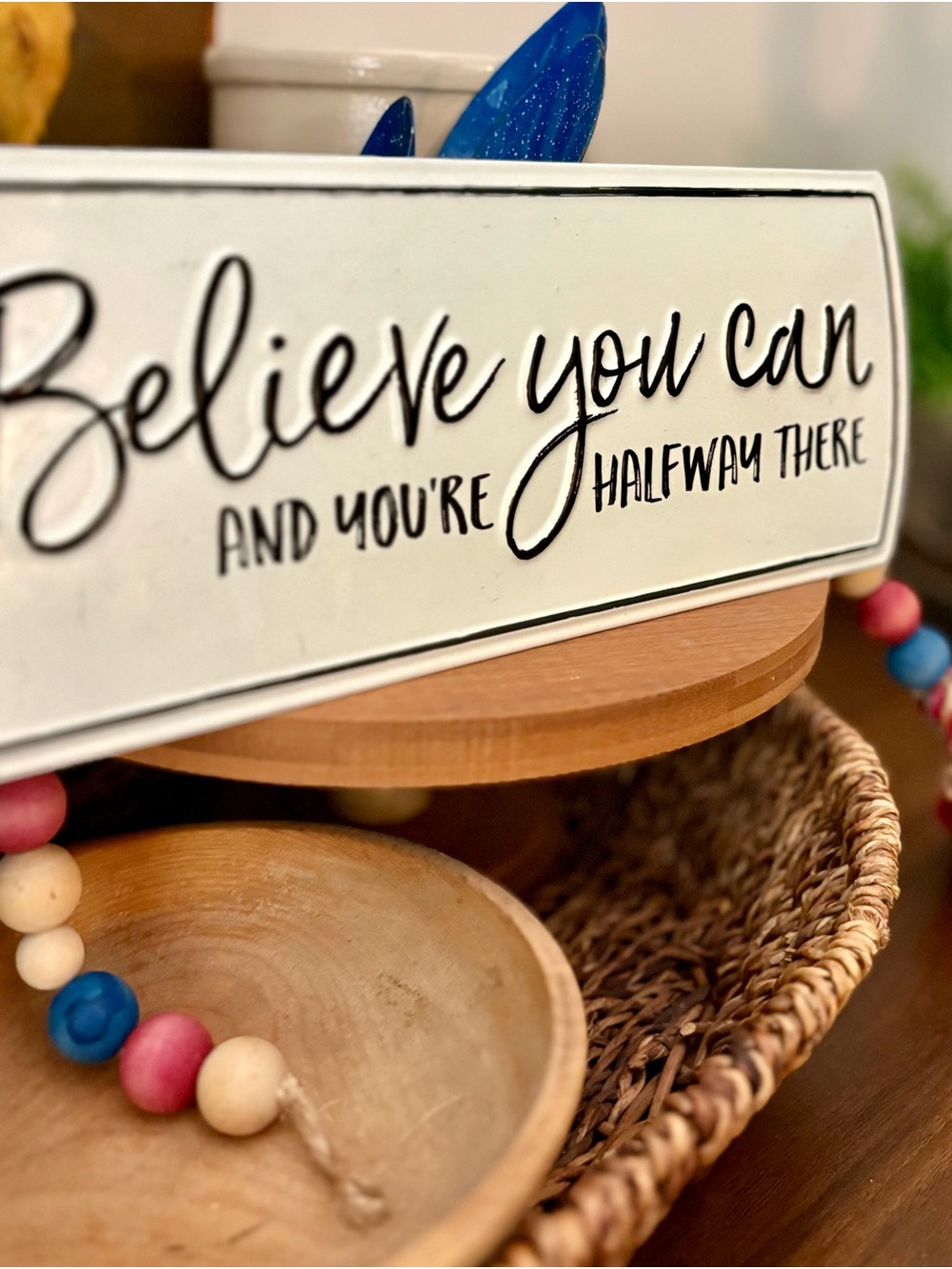 Metal "Believe You Can" Decorative Wall Sign - White & Black